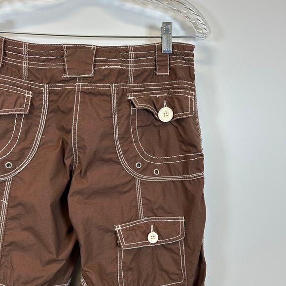 Vintage Y2K Light Cargo Pants Utility Streetwear Brown Sz L Embroidered Grunge - Picture 8 of 8